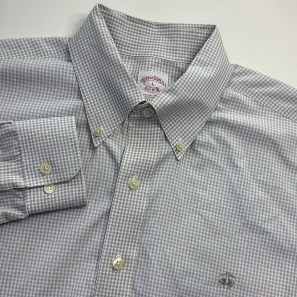 Brooks Brothers Other - Brooks Brothers Gray Gingham‎ Check Taditional Fit Non-Iron Dress Shirt - Large